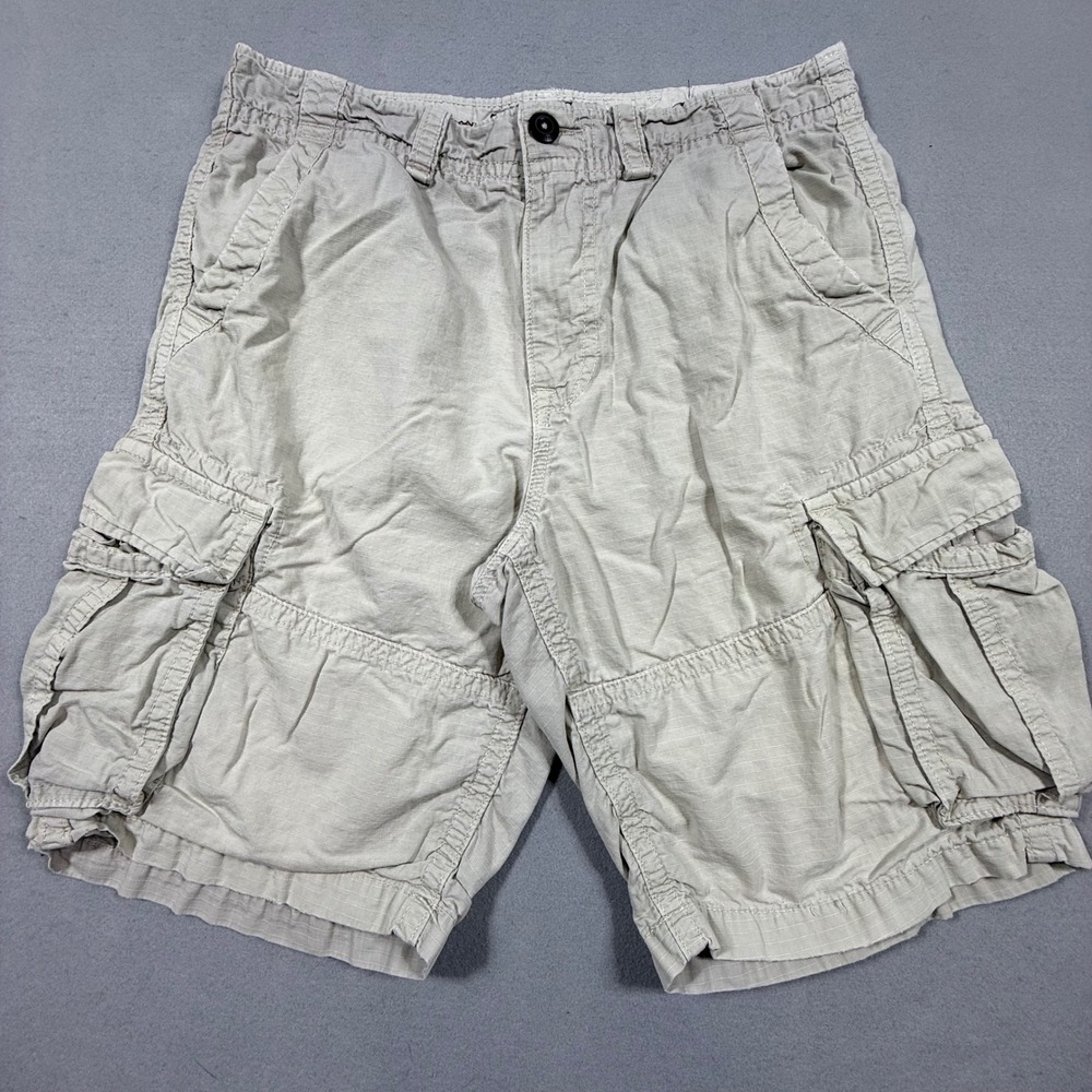 American Eagle Outfitters Mens Tan Ripstop Cargo Shorts Khaki 34W Relaxed Fit - Picture 2 of 10